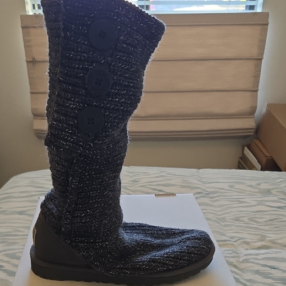 UGG Gray Knit Button Boots